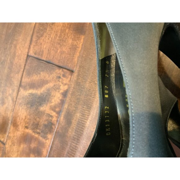 Salvatore Ferragamo Gray Satin Square Toe High Heels, Size 7.5 - Picture 9 of 9